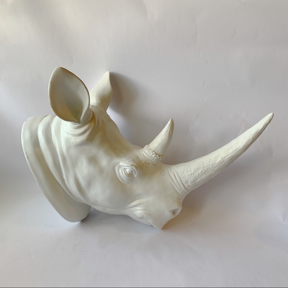 Z Galleries // White Plaster Rhino Head Wall Hanging - Picture 4 of 6